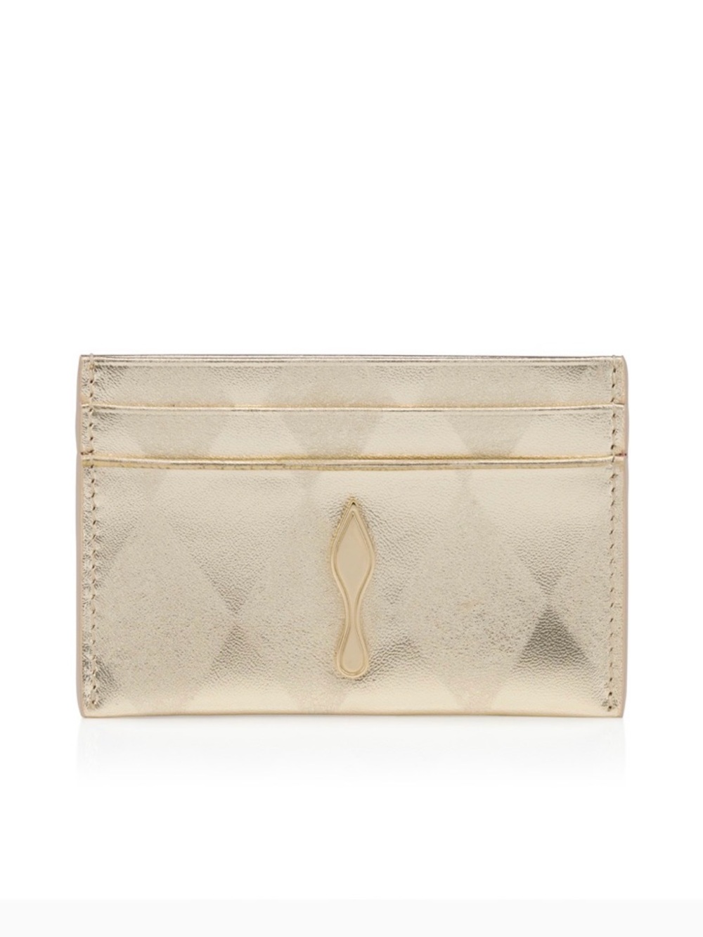 NIB Christian Louboutin Bettina Metallic Light Platine/Gold Card Holder Wallet